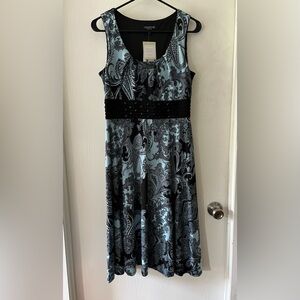 Perceptions - Black and Blue Sleeveless Midi Dress